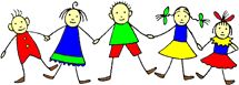 gezeichnetes Bild von Kindern, die sich an den Händen halten